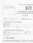 Bordereau avis de versement de la contribution des patentes